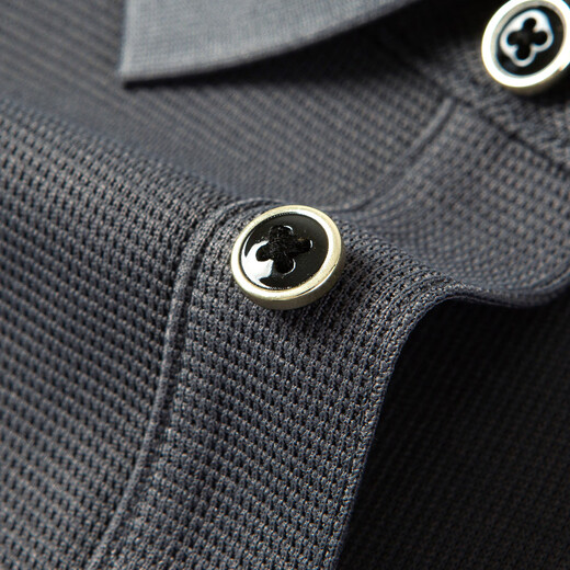 MONTAGUT Crisp and Stylish & Contrast Lapel Autumn Simple Casual Long Sleeve Men's Polo Shirt JG Dark Gray XL