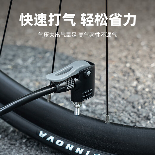 洛克兄弟公路山地自行车打气筒高压电动电瓶车家用带气压表充气泵 黑色