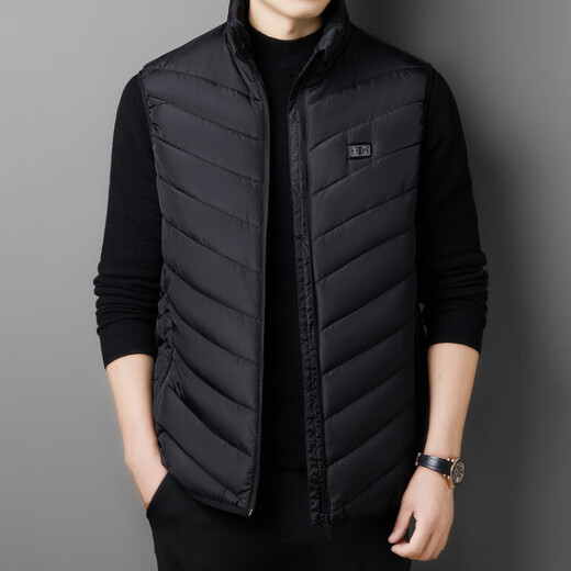 Hengyuanxiang Winter Smart Charging Heating Warm Cycling Heated Vest Graphene Electric Heating Temperature Control Stand-up Collar Men's Vest to Make Up for the Difference Upgraded Dual Control Equipped with 20,000 Battery Plus Velvet 2XL