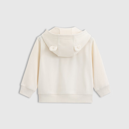 GAP 2025 Spring Neues Logo dreidimensionales Ohr mit Kapuze-Sweatshirt-Kinderjacke 687678 Elfenbeinweiß 100 cm (2-3 Jahre alt) asiatische Größe