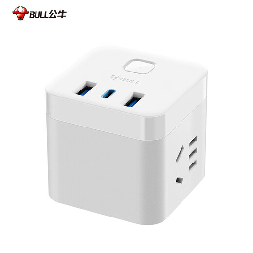 Bull (BULL) 20W PD Apple fast charging Rubik's Cube socket/wire board/plug/connector board Type-c+USB+3 jack Wireless White GNV-UU2203W main control switch