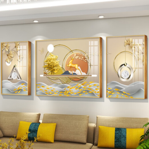轻奢抽象客厅装饰画感沙发背景墙组合挂画现代简约电视墙壁画 TXMG12004 中间70*50cm/左右35*50cm适用2
