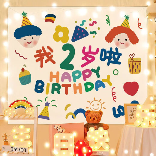 Yudou ins style birthday background cloth Internet celebrity photo tapestry children's and boys' birthday bedroom decoration hanging cloth party SR-I am 5 years old 45 wide * 35 high mini (+ double-sided stickers)