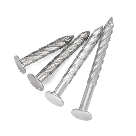 JINGGONG stainless steel threaded nails round head anti-theft net fixed nails twist nails steel nails cement nails pressure explosion threaded nails M8 galvanized 8*50 (50 pcs)