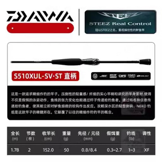Daiwa Importée Steez Rd RC quatre disciples avec poignée pistolet Handle Luya Pole simple 2,03 mètres RD 681M / MLFB