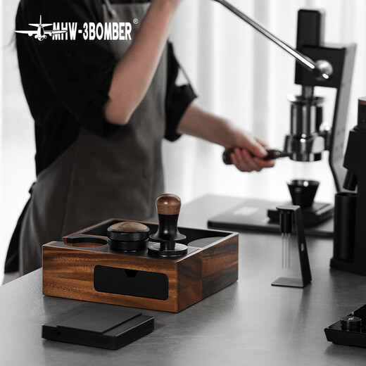 MHW-3BOMBER bomber multifunctional coffee walnut solid wood knocking box can be stored with handle bracket base accessories