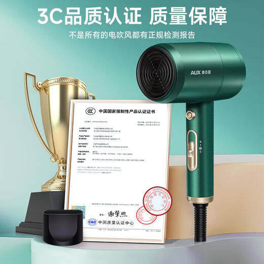 AUX Hair Dryer Home Negative Ions Will Not Damage Hair 1800W High Power High Wind Hair Dryer Dormitory Use Low Power Mini Portable Hair Dryer AH7800 Emerald 1800W