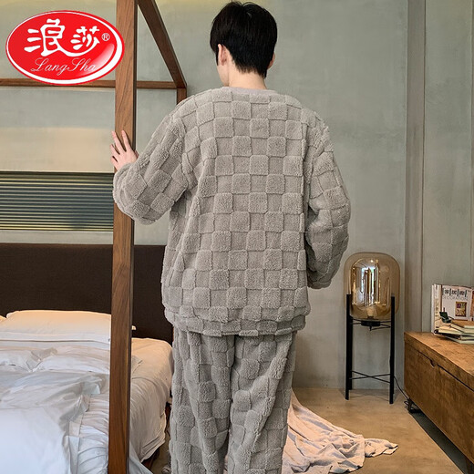 Langsha 2025 Nouveau pyjamas de velours corallien pour hommes au printemps et automne plus en velours épaissis d'hiver adolescents pour adolescents pour garçons à la maison