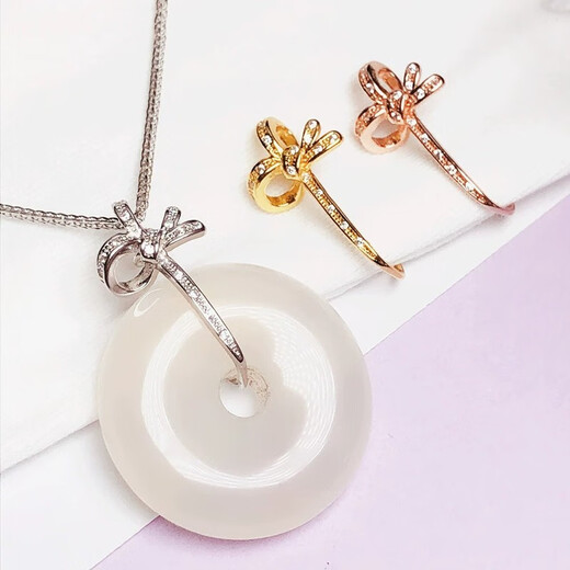 Fat Donglai's platinum buckle safety buckle 18k gold clip buckle Buddha Jade Jade Silver Clip Necklace Connection Style 1 White Gold