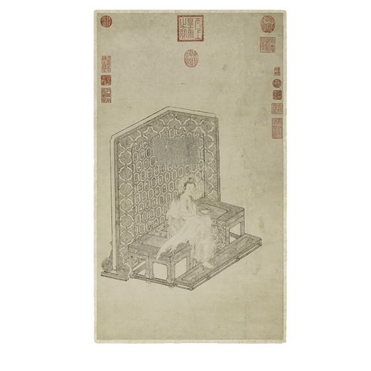 南宋白描大士像古代佛道画卷轴名画复仿古画挂画 宋画如来说法图11165 30X50厘米（画心尺寸） 装裱乳白