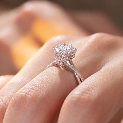 Guanpu Pavilion Fat Donglai quality pt950 platinum moissanite diamond ring women's moissanite diamond ring luxury 1g 2 carat proposal knot 2 carat D color moissanite thickened platinum plated benchmark No. 9