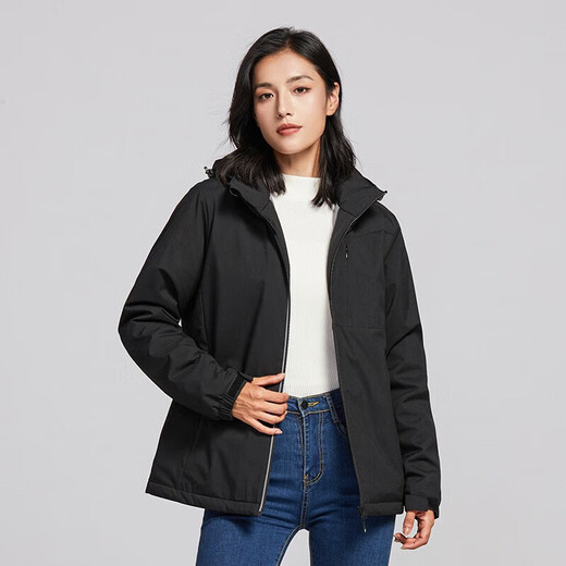 啄木鸟（TUCANO）加绒一体冲锋衣女男单层户外秋冬登山服外套夹克外套保暖软壳风衣 9930S曜石黑-女【纯色】 4XL