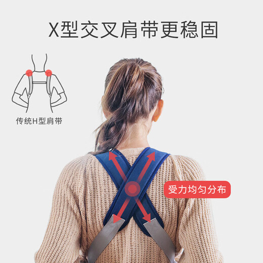 aiebao宝宝抱带背带多功能双肩婴儿背袋背带前后抱背 咖啡色 均码