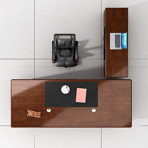 Lanran boss desk solid wood veneer desk president desk high-end paint executive desk 2000*1000mm including side cabinets