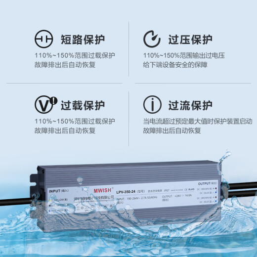 BEYZKled防水开关电源24V直流12V33a户外变压器200W300W400W灯带箱 lpv-200-12200w-12v16.7a