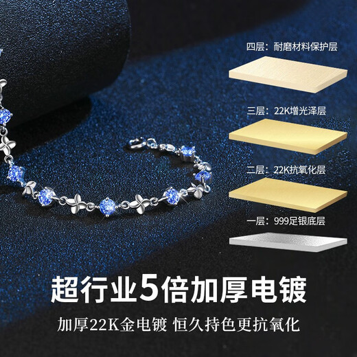 GLTEN Swarovski zirconium four-leaf clover silver bracelet women's birthday gift light luxury high-end anniversary gift for girlfriend and wife