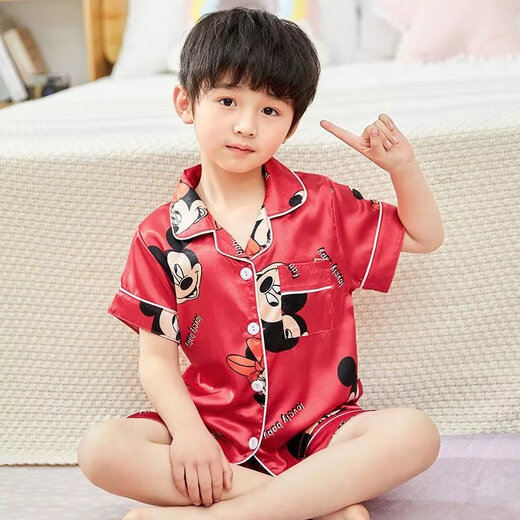 迪士尼（Disney）夏季短袖儿童睡衣冰丝薄款夏天男童真丝小女孩宝宝卡通家居服套装 679女童 170 10码建议身高105-115cm