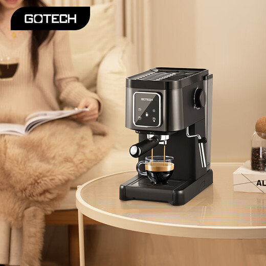 高泰（GOTECH）意式半自动咖啡机智能触屏一体20bar泵压全自动奶泡萃取浓缩家用办公室迷你小型CM6630 子夜黑 咖啡机