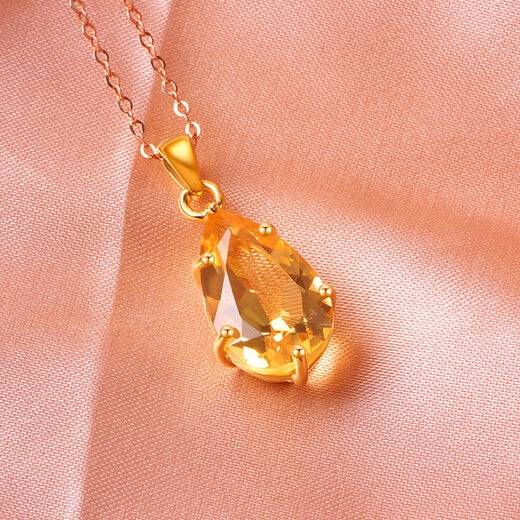 JOLEE Necklace S925 Silver Citrine Pendant Colored Gemstone Fashion Light Luxury Necklace as a Gift for Women One Thing and One Certificate