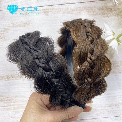 Xinheming Covers White Hair Hairband Wide Hairband Reveals Hair Multiple Broadsides Twist Fish Stock Braid Wig Women's Hair Cover Hairpin Dark Brown