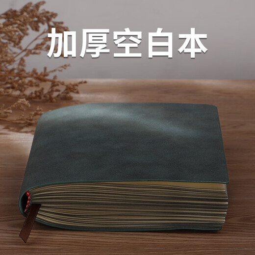 复古笔记本子文艺精致空白内页a5办公加厚记事本简约ins风大学生个性创意手绘画画软皮本子定制可印lo 684/墨绿-空白内页