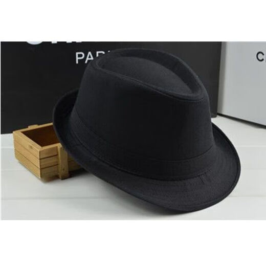 ESQTJF Hat Men's Autumn and Winter Hat Middle-aged and Elderly Jazz Hat Dad Woolen Hat British Xu Wenqiang Retro Gentleman Hat Solid Color Woolen-Black Adult Style 58cm