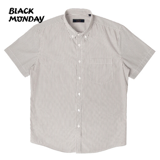 BlackMonday Pure Coton Vertical Striped Striped Shirte's Men's Short à manches à manches à manches courtes Ammonia Ammonia Ammonia Anti-Wrinkes Frein's Freal Wear Business Casual