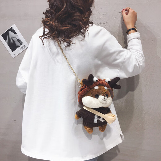 Fujiu Rabbit Travel Plush Small Bag for Women 2025 New Birthday Gift for Girls Cartoon Bear Doll Bag Furry Crossbody Bag Khaki Color 7 Warehouses Nationwide/Next Day Delivery