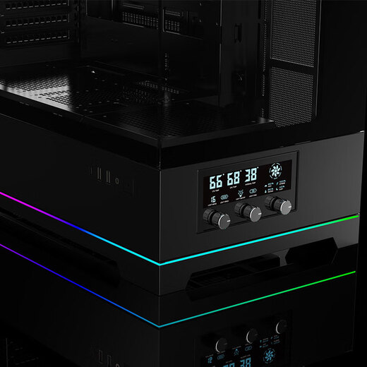 AOC Aidong ACG880B Black Eatx Gaming Computer Desktop Host Case 270 SEA View Room Schnellentfernung/9 Slot Dual Graphics Card/Support 480 Wasserkühlung/digitale Funktionsbildschirm Display