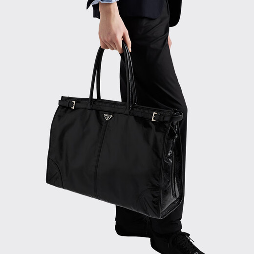 PRADA/Prada gift men's cowhide leather tote bag black