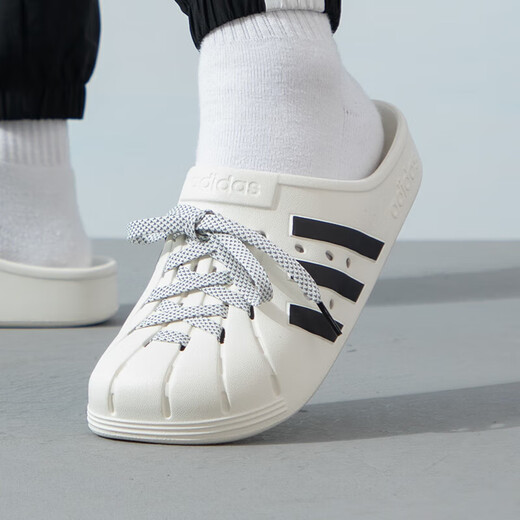 阿迪达斯 （adidas）三叶草拖鞋男鞋2025夏季新款贝壳头运动拖鞋休闲沙滩凉拖包头凉拖 JH9849白色 42