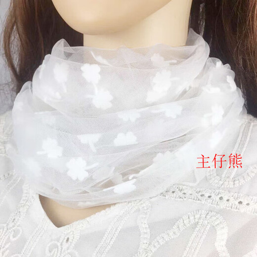 
FKSASU small scarf new mesh scarf for women in autumn and winter cervical protection thin style to show white neck cover fashionable and fashionable Lucky flower apricot color [1 package]