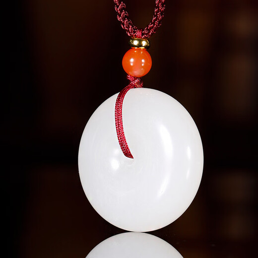 Colorful Yunnan Hotan Jade Peace Buckle Pendant White Jade Green White Jade Pendant Men and Women Couple Jade Pendant Jade Pendant Necklace Holiday Gift