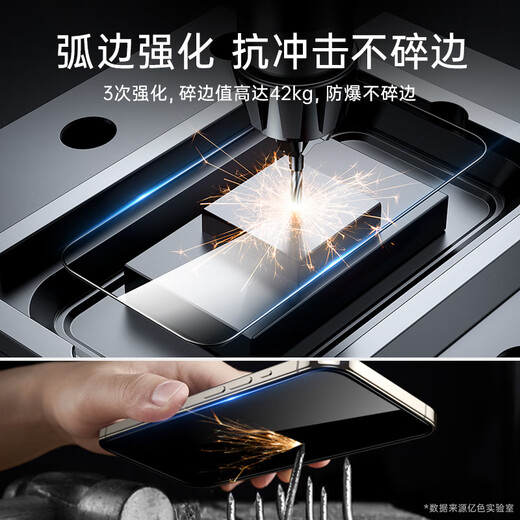 亿色【2片】适用iphone15promax钢化膜苹果15 promax钢化手机膜高清抗指纹全包贴膜全覆盖防摔手机前膜