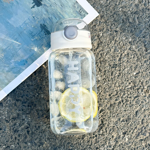 New Spring Simple Straw Plastic Cup High-Looking Student Water Cup Portable Sports Cup Large Capacity Line Gray 550ml Single Cup