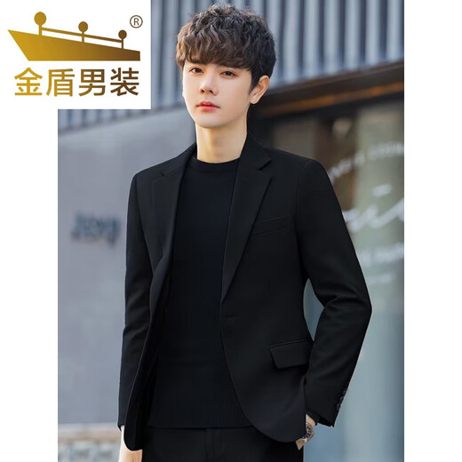 Golden Shield Casual Blazer Men's Korean Slim Small Suit Handsome High-end Business Loose Spring and Autumn Style Top Fashion Black Suit 08 Single Button M 105-120Jin Jin is equal to 0.5 kg