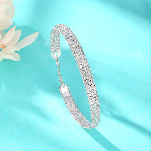 Yuan Shengfu's new PT950 fine filigree platinum bracelet, fashionable and versatile platinum baby's breath bracelet with adjustable opening, 10.94g/thickness, about 5.8mm