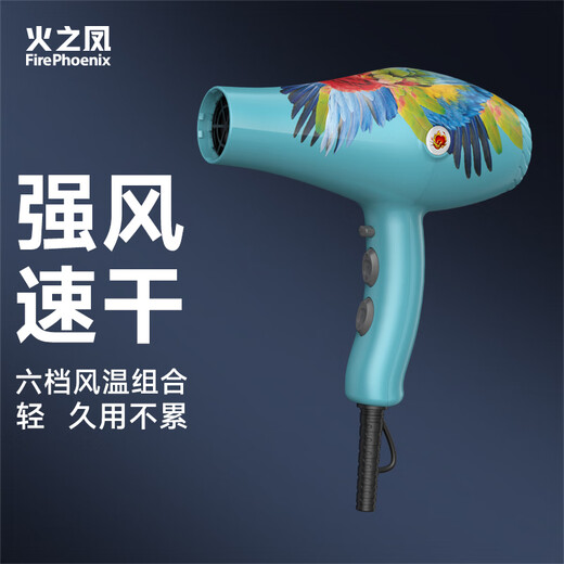 Fire Phoenix Hair Dryer Home Negative Ion High Power 2200W Hair Salon Special High Wind Quick Drying Barber Shop High Speed Constant Temperature Hair Care Does Not Damage Hair Low Noise Hair Dryer 8960H Blue Parrot 8960