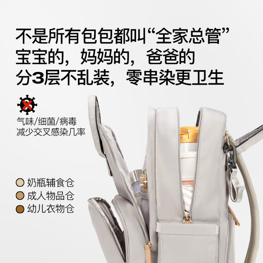 Alamom Mommy Bag Mutter und Baby extra großes Kapazität Licht Neues Modell im Freien Multifunktional Rucksack Mama und Papa Tasche [Klassiker und vielseitig] 30L Pampa Grey