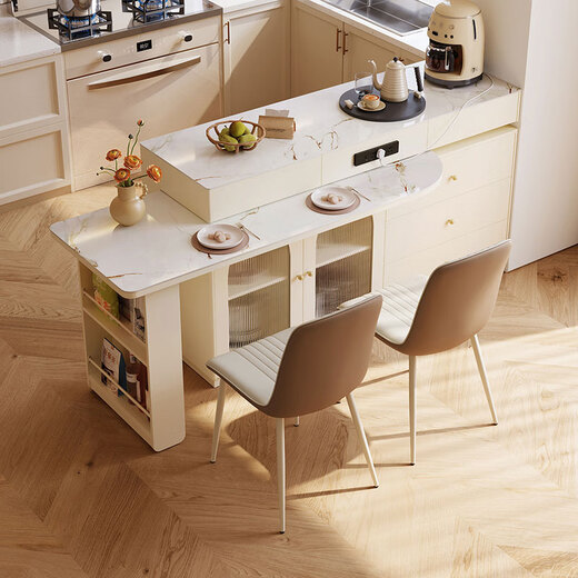 Lin's home cream slate dining table home dining side cabinet against the wall integrated island storage rotating folding dining table and chair combination RM2T cream RM2T partition cabinet