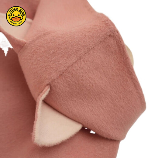 G.DUCKKIDS童装2024秋冬新款儿童可爱粉色狐狸双面呢大衣女宝宝加厚毛呢外套 粉色毛呢大衣 120