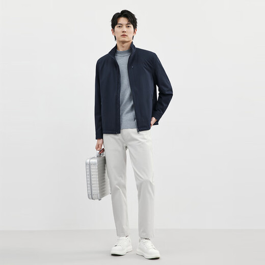 Septwolves Warm and Temperature Locking Jacket Men's Autumn and Winter Stand-up Collar Padded Smooth Casual Anti-static Executive Cadre Men's Jacket 101 (Navy Blue) XL 175/92A