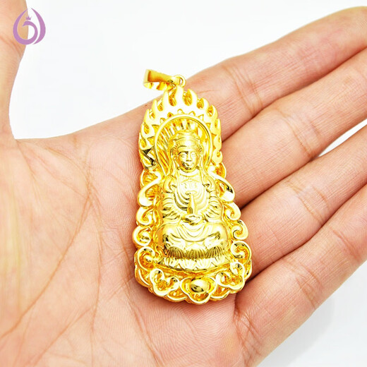 Feixiangge bag 18k gold male Guanyin men's gold Guanyin pendant jewelry Guanyin necklace large Guanyin + gold chain