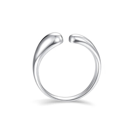 Mengjinyuan Platinum Ring PT950 Water Drop Minimalist Ring Opening Adjustable Gift for Girlfriend’s Birthday