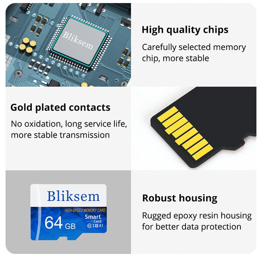 BIIKSEM driving recorder memory card dedicated memory card 32gsd card class10 car load 32g mobile phone memory card Video surveillance TF128 Bliksen white and blue card TF128 Bliksen white and blue card-32GB