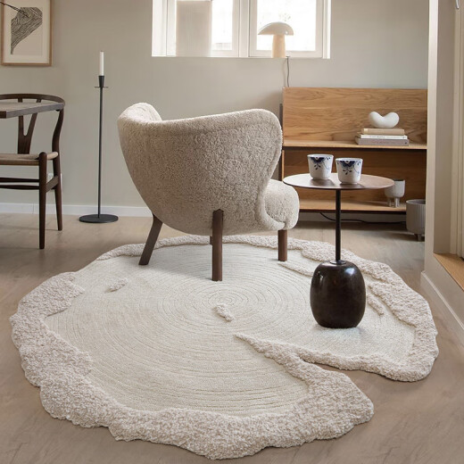 Moxi handmade rime velvet round irregular carpet living room special-shaped sofa cream style high-end bedroom single chair carpet