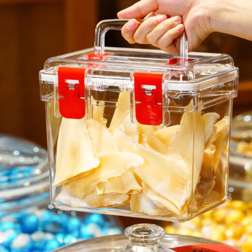 Jingteng a prueba de humedad sellada a mano tarjetas selladas de grado de alimentos bienvenina de almacenamiento de almacenamiento de almacenamiento de almacenamiento transparente Glue de pescado de té transparente 8.5l Caja de transporte [hebilla roja] 9755