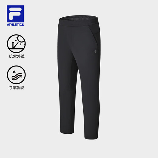 Pantalones de punto para hombres oficiales de FILA en verano Nuevo estilo delgado de protección solar y sensación genial de fitness versátil Pantalones deportivos para hombres Dark Black-Bk XL (180) 88a