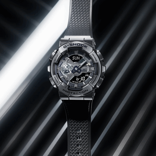 Casio (CASIO) watch men's G-SHOCK small steel gun metal heart of steel shockproof water dual display student sports electronic watch gift GM-110BB-1A Black Warrior