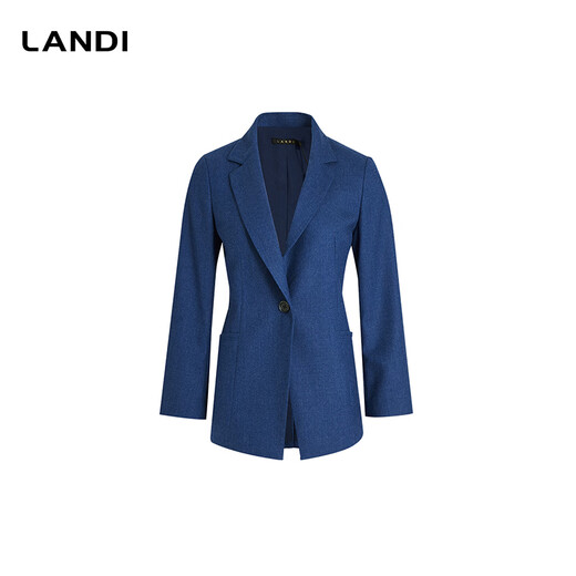 Blue sapphire blue 100 sheep wool one button waist suit jacket women's suit top winter new product dark sapphire blue M